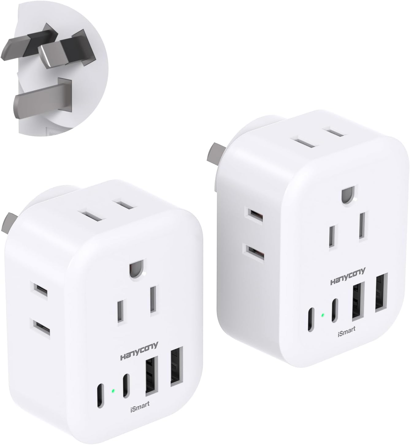 2 Pack US to Australia Power Plug Adapter, New Zealand Power Adapter with 4 Outl...