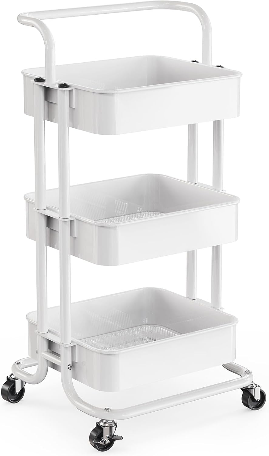 Pipishell 3 Tier Mesh Utility Cart, Rolling Metal Organization Cart with Handle...