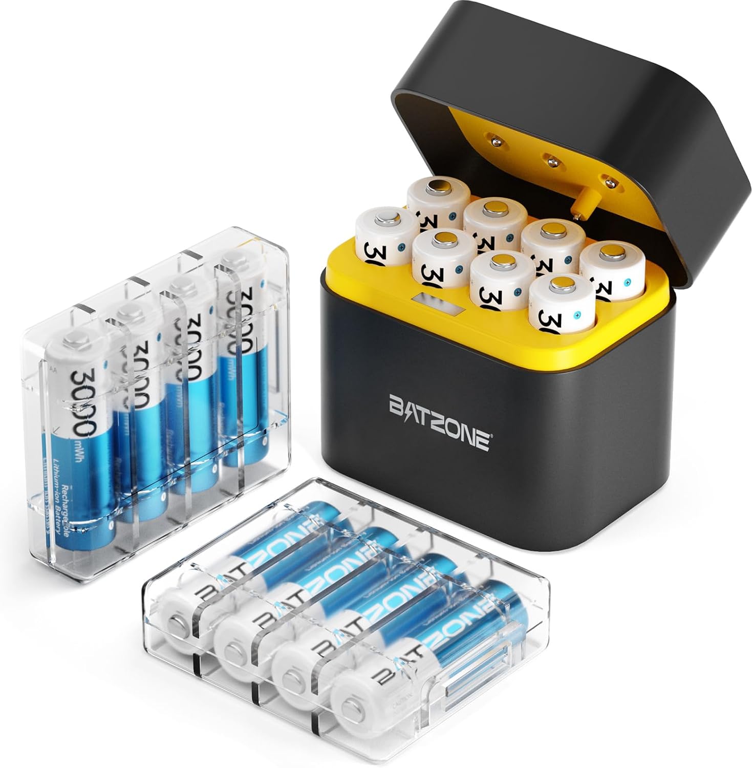 Rechargeable aa Batteries Lithium 16 Pack with Fast Charger,1.5V 3000mWh High Ca...