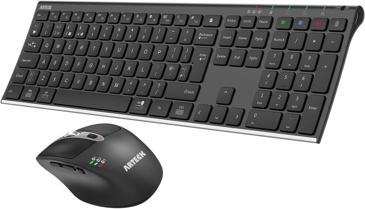 Arteck Universal Multi-Device Bluetooth Keyboard and Mouse Full Size Wireless Bl...