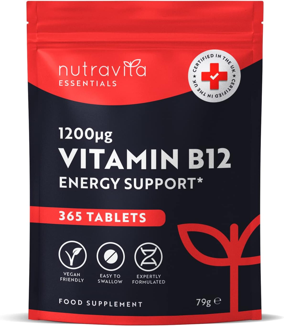 High Strength Vitamin B12 1200mcg Tablets - 365 Vegan Methylcobalamin Vitamin B...
