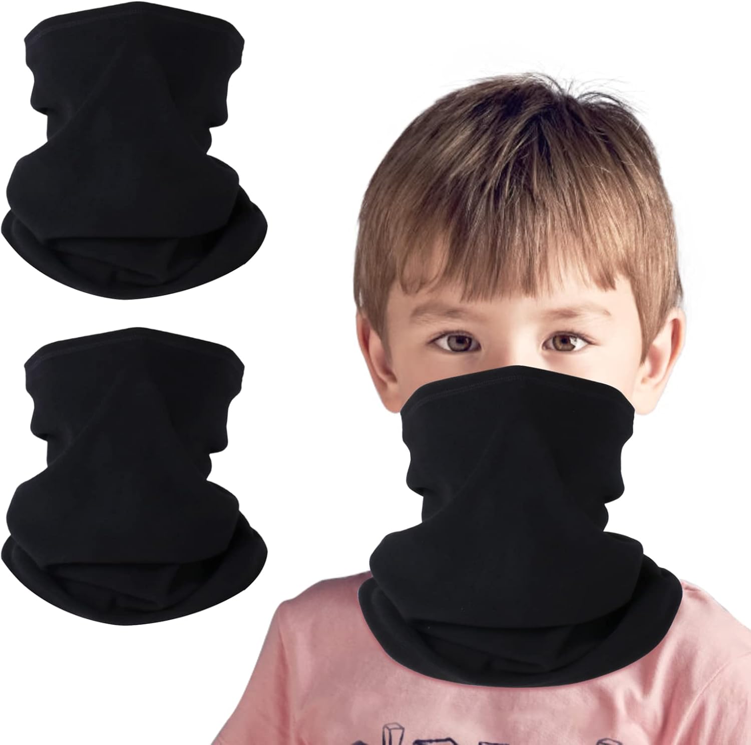 HEGCOIIE 2 Pack Winter Kids Neck Warmer,Fleece Windproof Neck Gaiter Face Coveri...