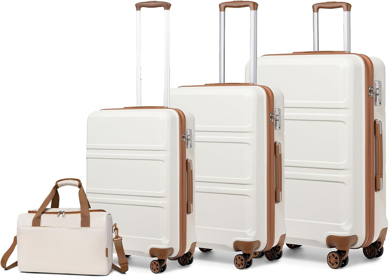 Kono Luggage Sets of 4 Piece Lightweight ABS Hard Shell Cabin/Medium/Large Suitc...