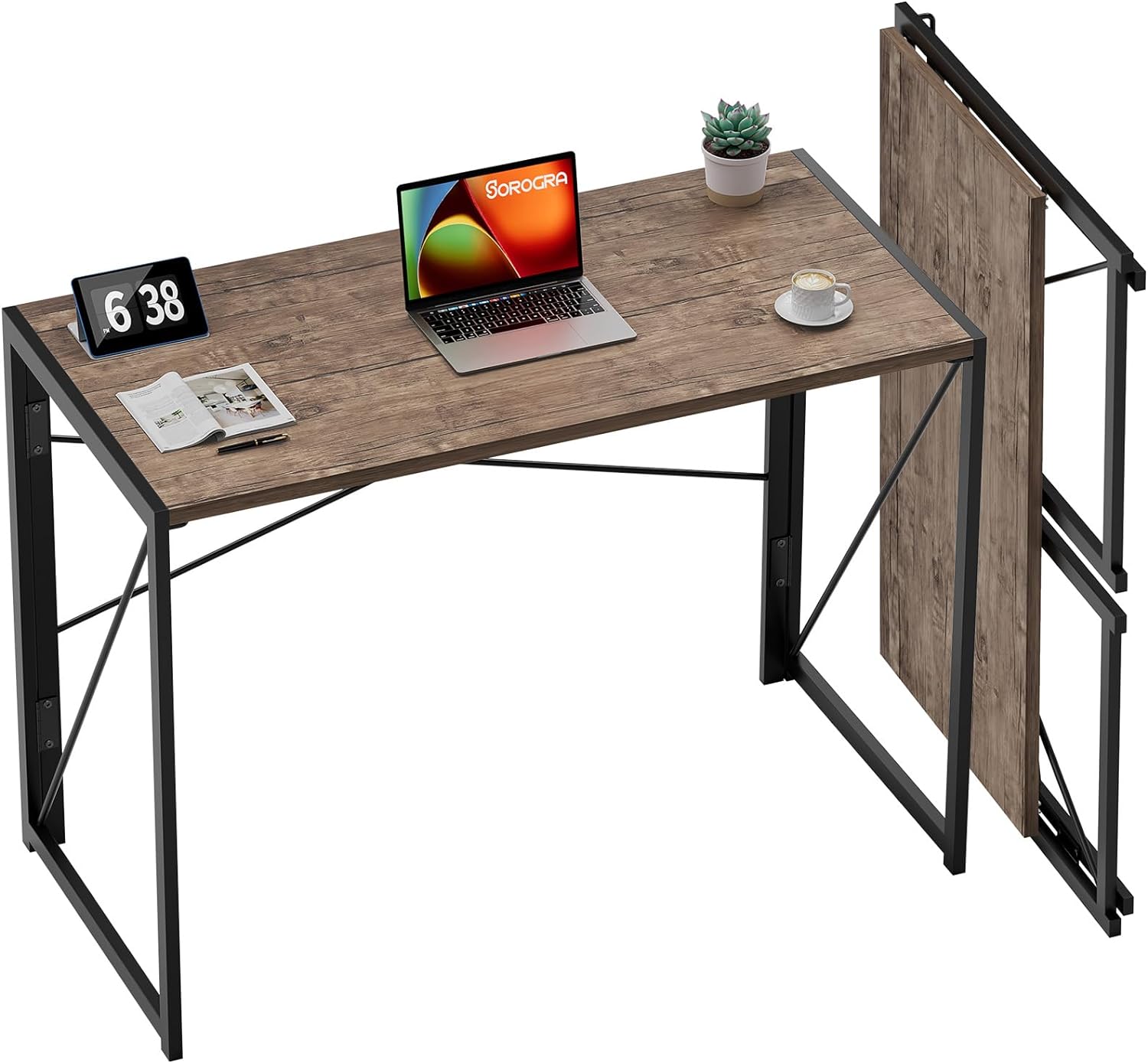 Coavas Folding Desk No Assembly Required, 39.4 inch Writing Computer Desk Space...
