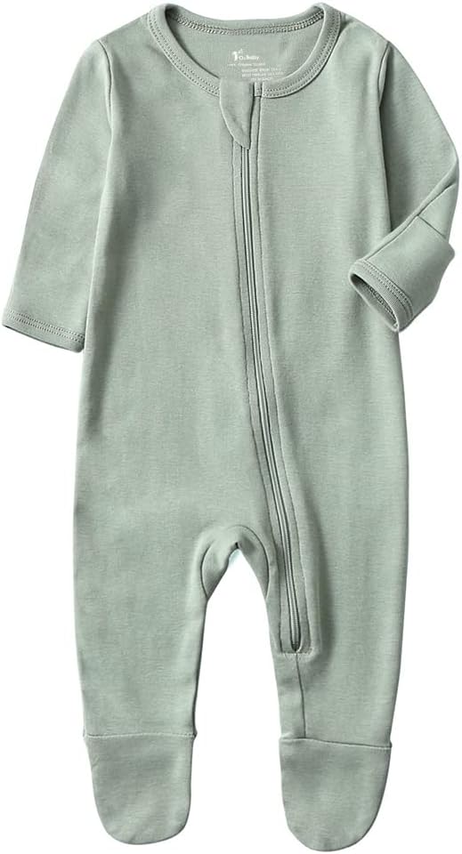 O2 BABY Baby Boys Girls Organic Cotton Zip-Front Sleeper Pajamas, Footed Sleep '...