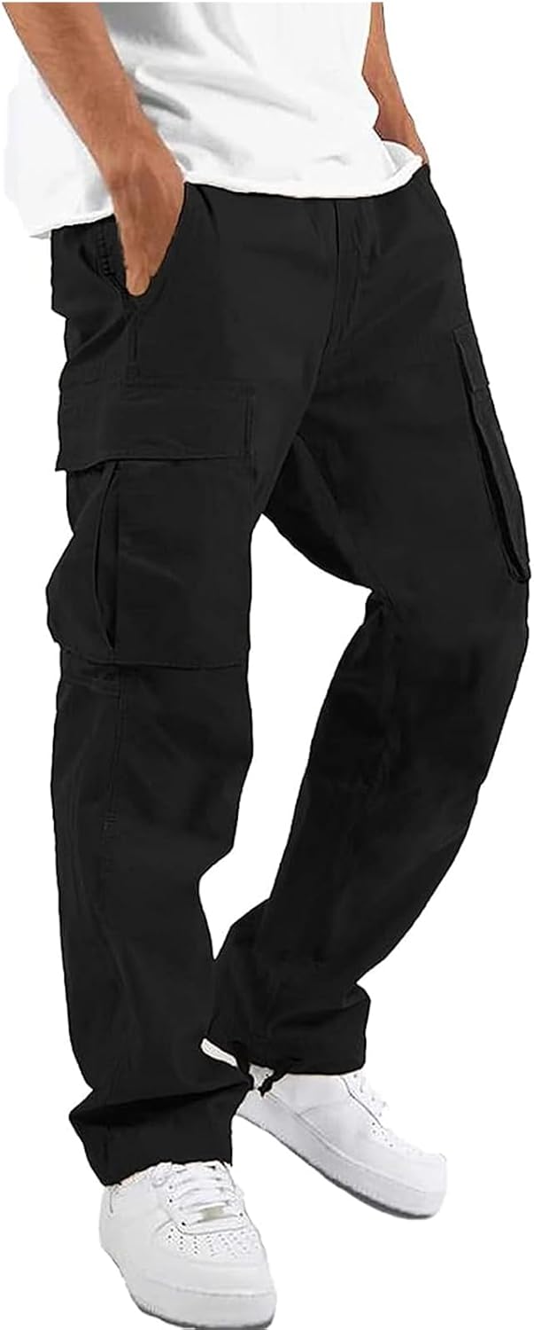 HUNGSON Mens Cargo Pants Casual Hiking Pants Joggers Athletic Pants Cotton Loose...