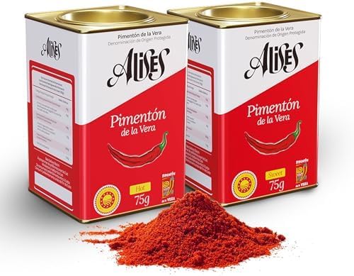 Hot + Sweet Smoked Paprika Powder 75g x2 D.O.P. - Pimenton de la Vera Alises (Ho...