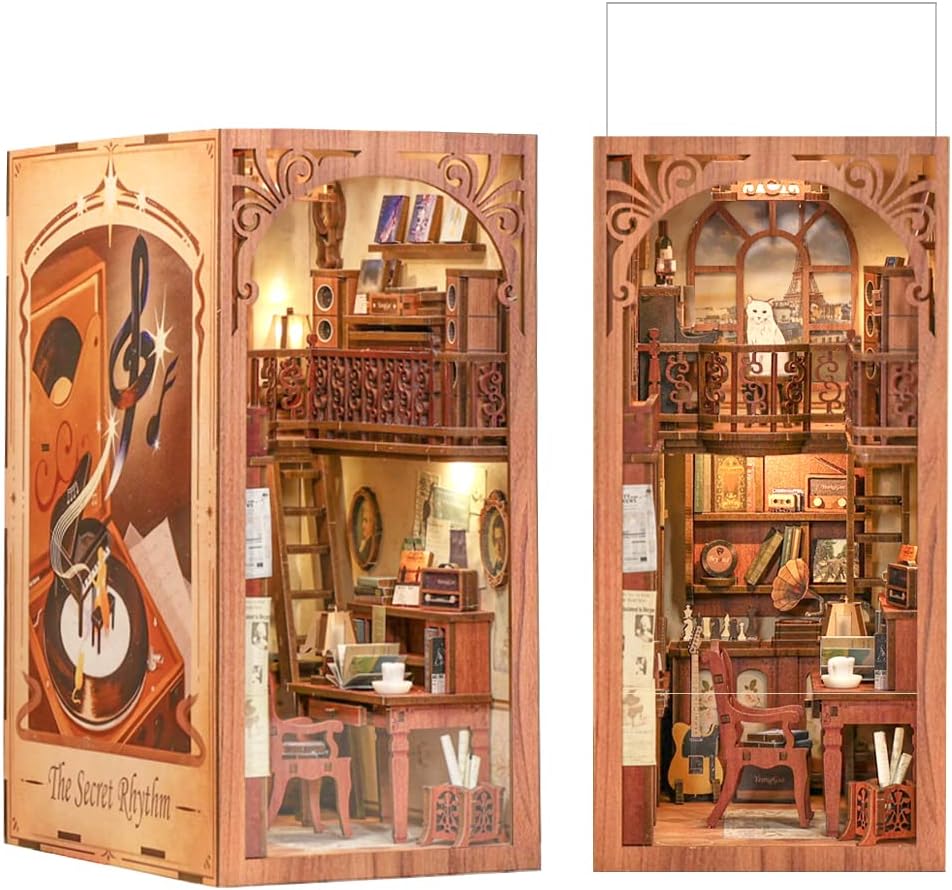 CUTEBEE Book Nook Kit, DIY Miniature Dollhouse Booknook Kits for Adults,3D Puzzl...