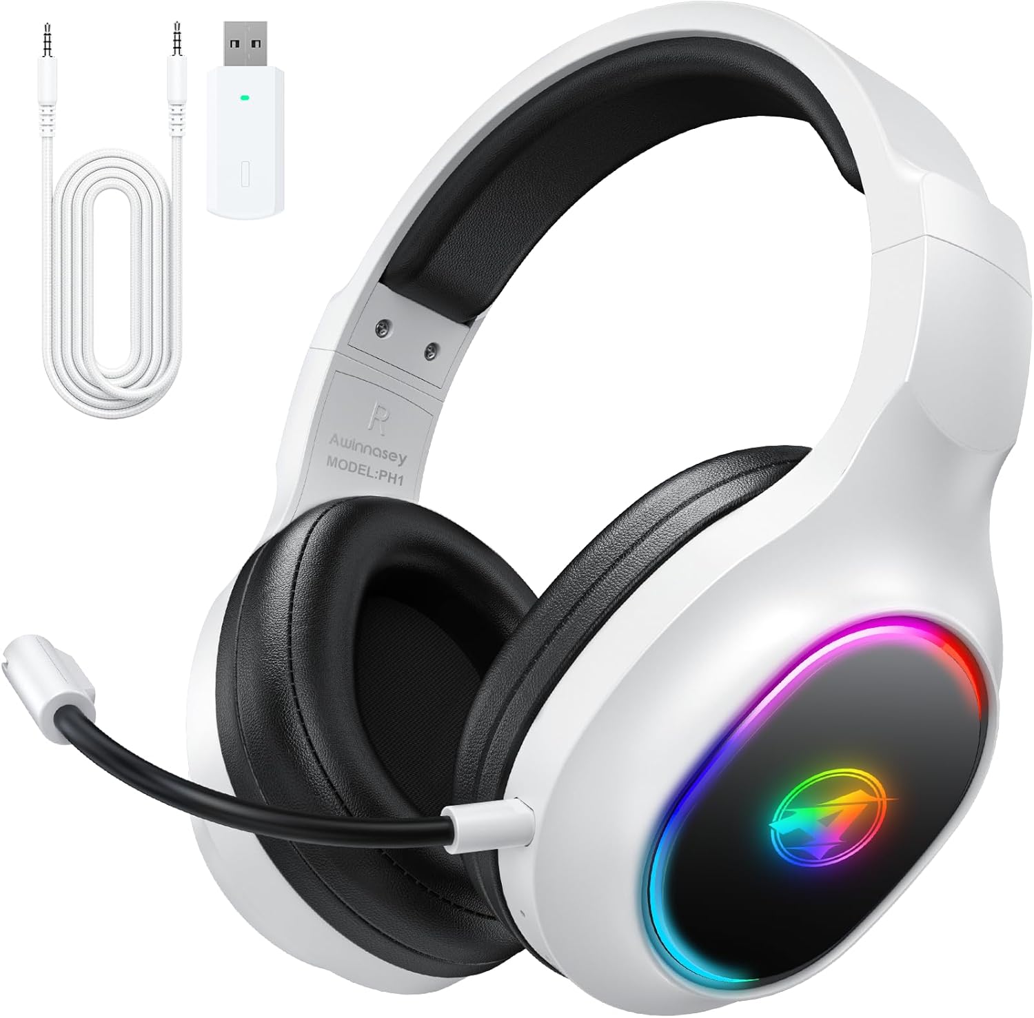 Awinnasey 2.4GHz Wireless Gaming Headset with Wired Mode, 5.4 Bluetooth Wireless...