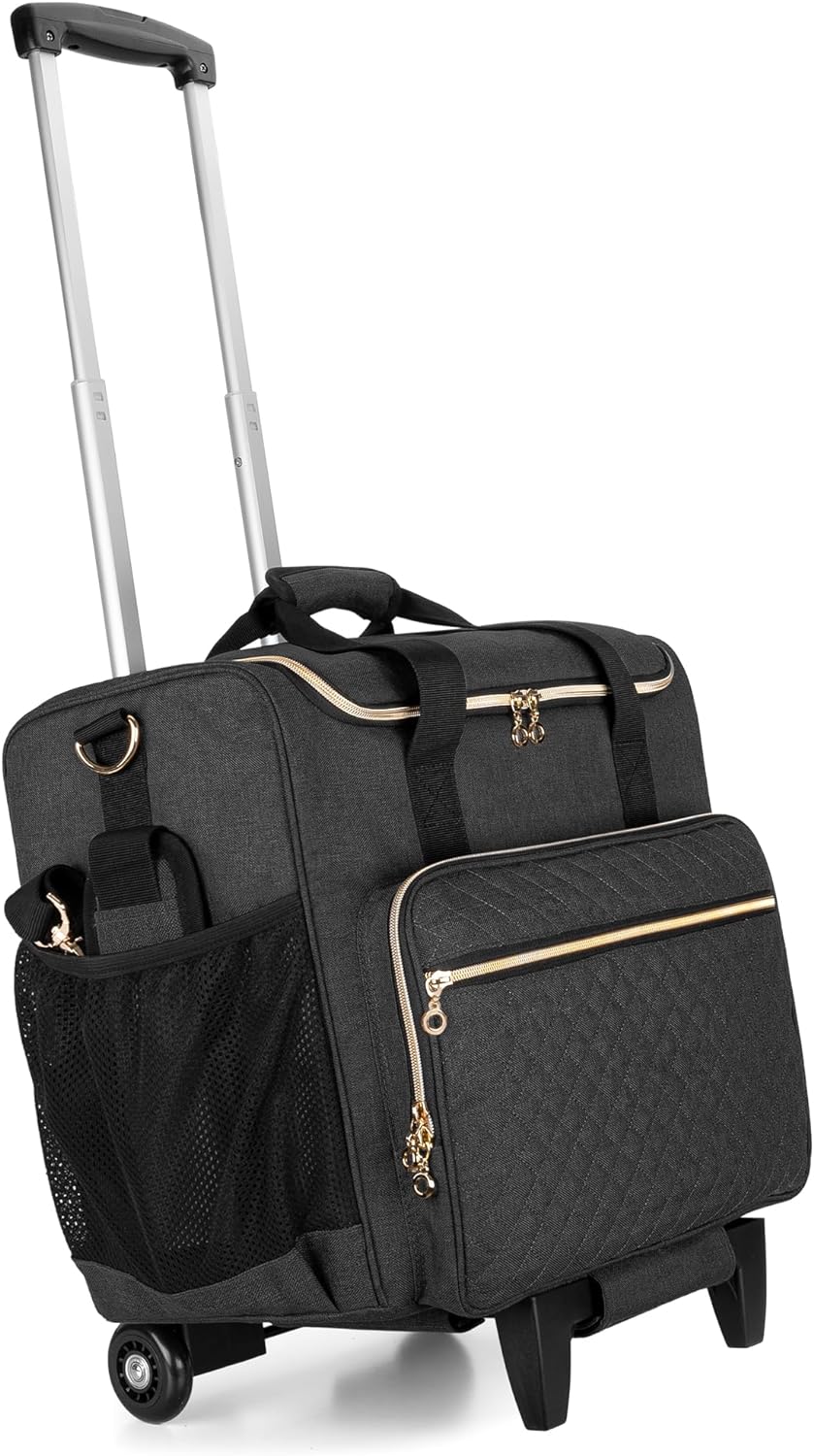 LUXJA Rolling Teacher Bag with Laptop Compartment and Detachable Dolly, Multifun...
