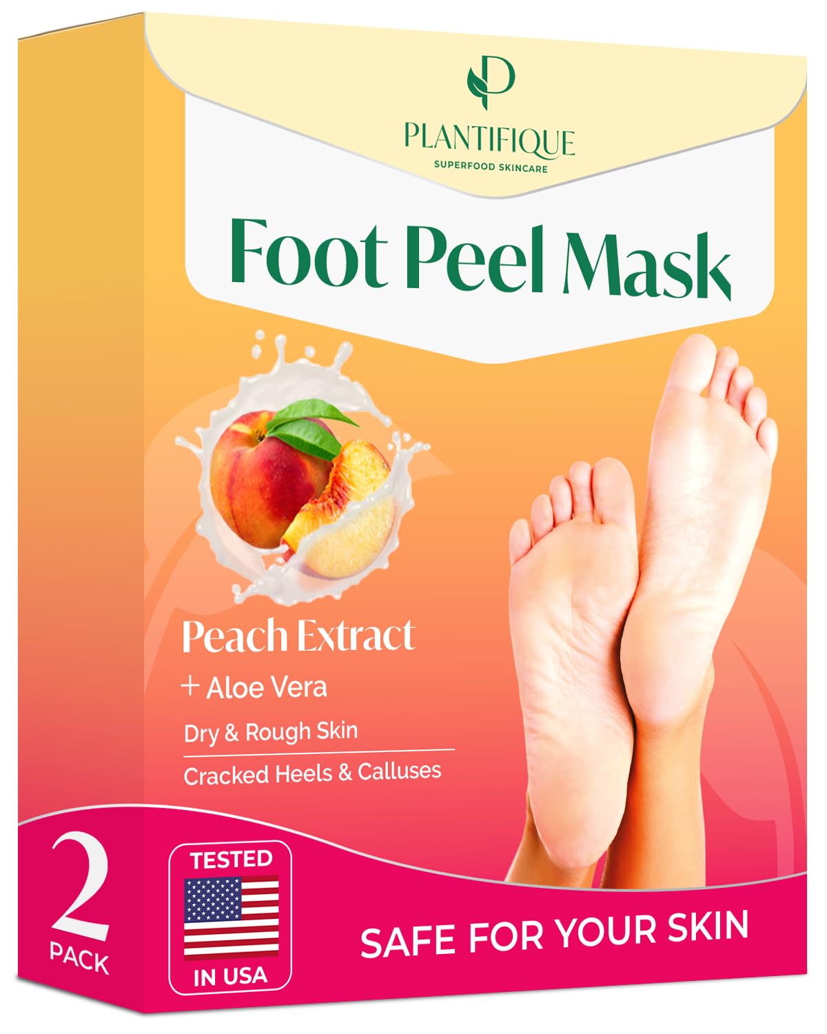 PLANTIFIQUE Foot Peeling Mask (2 Pairs) - Peeling Foot Mask Dermatologically Tes...