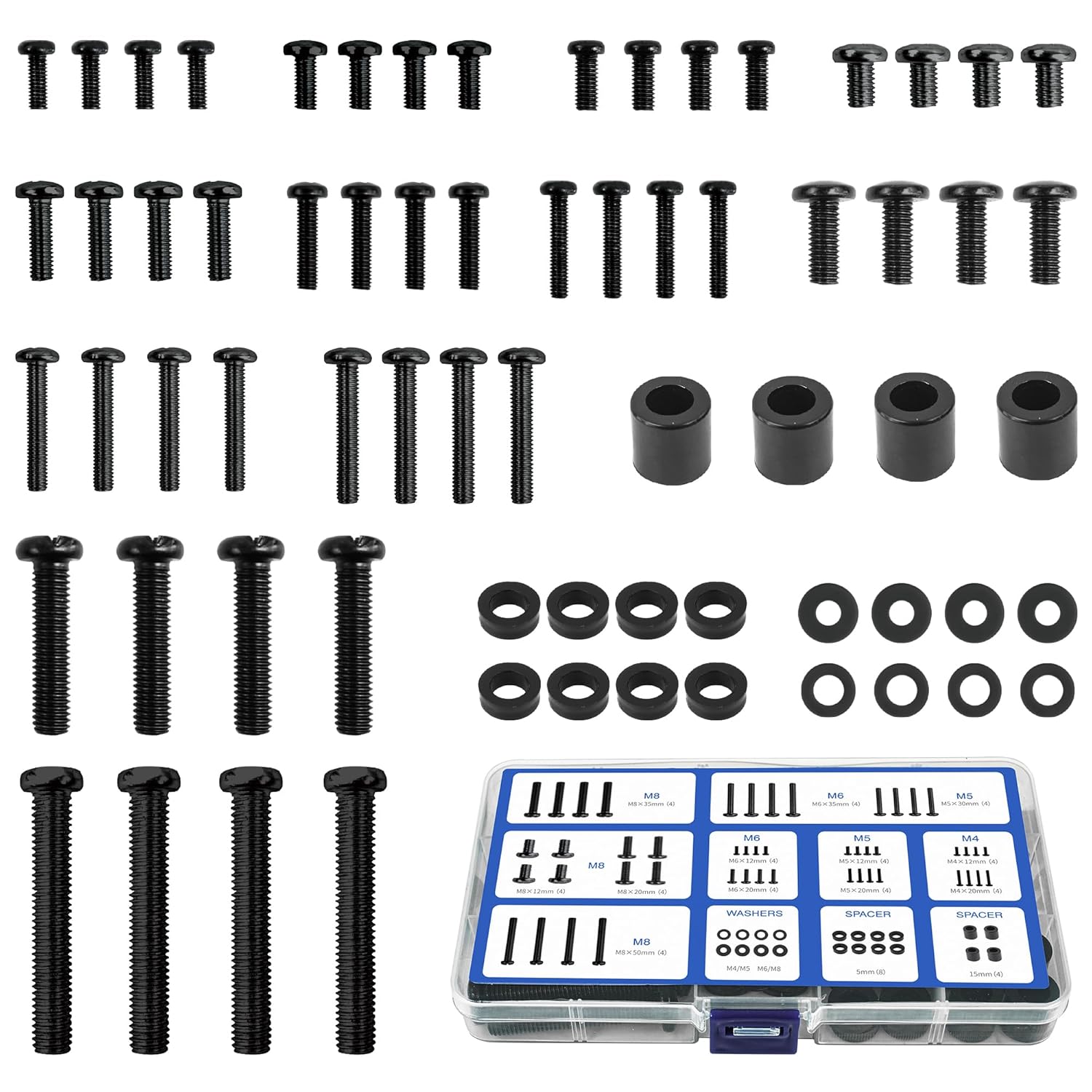 Digank TV Bracket Screw, 68pcs TV Mounting Screws, M4 M5 M6 M8 Screws For Most T...