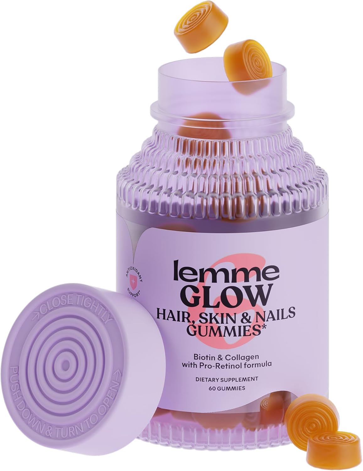 Lemme Glow Collagen Gummies for Thick Hair, Strong Nails & Healthy Skin with Mul...