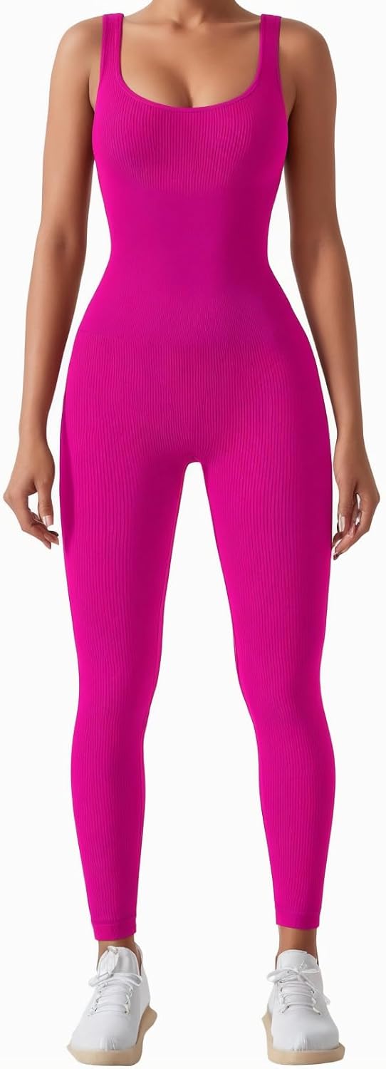 AURUZA Jumpsuit for Women Workout Seamless Jumpsuits Yoga Ribbed One Piece Tank...