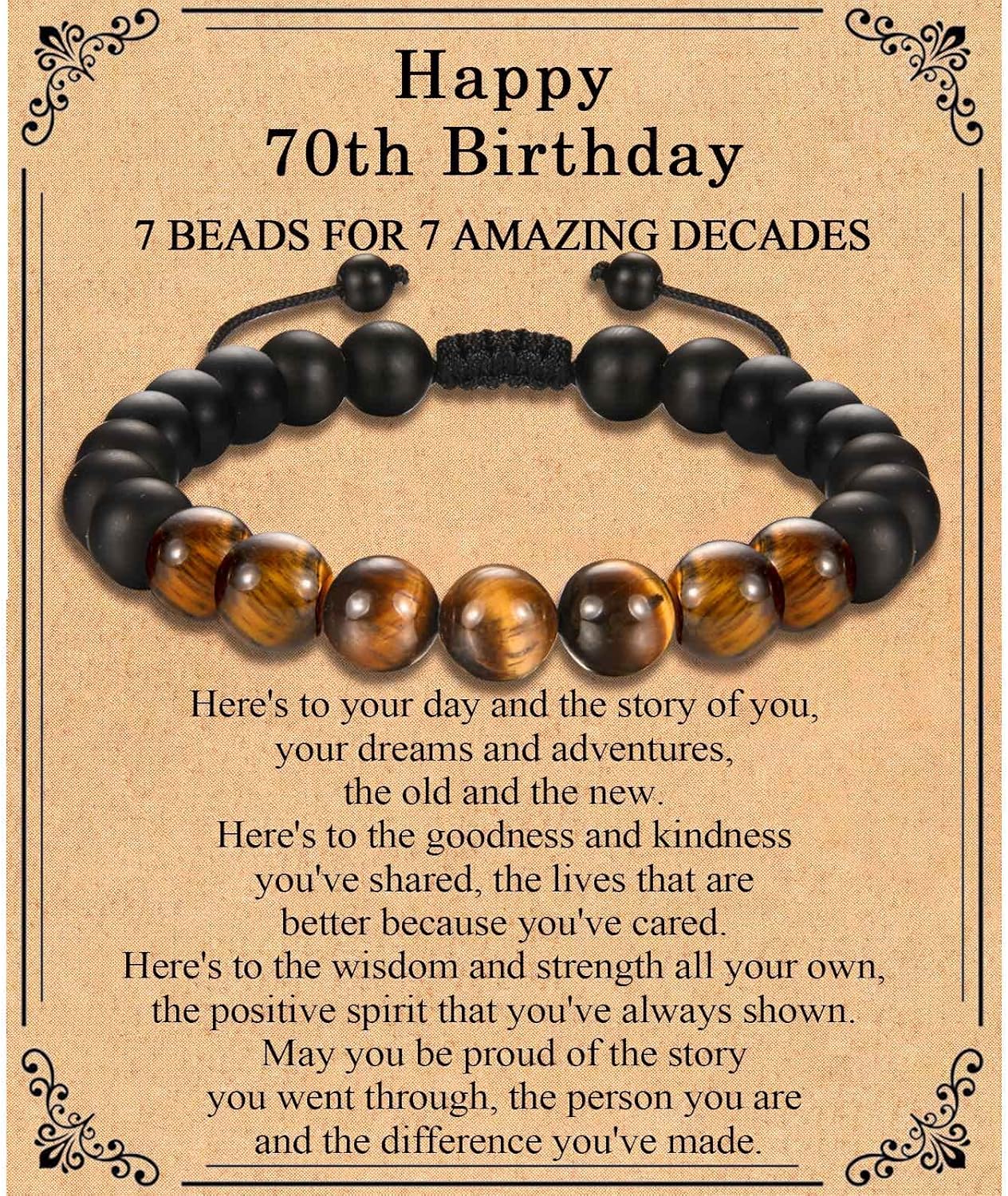 TEVOP 21st 30th 40th 50th 60th 70th Birthday Gifts for Men, Tiger Eye Stone Brac...