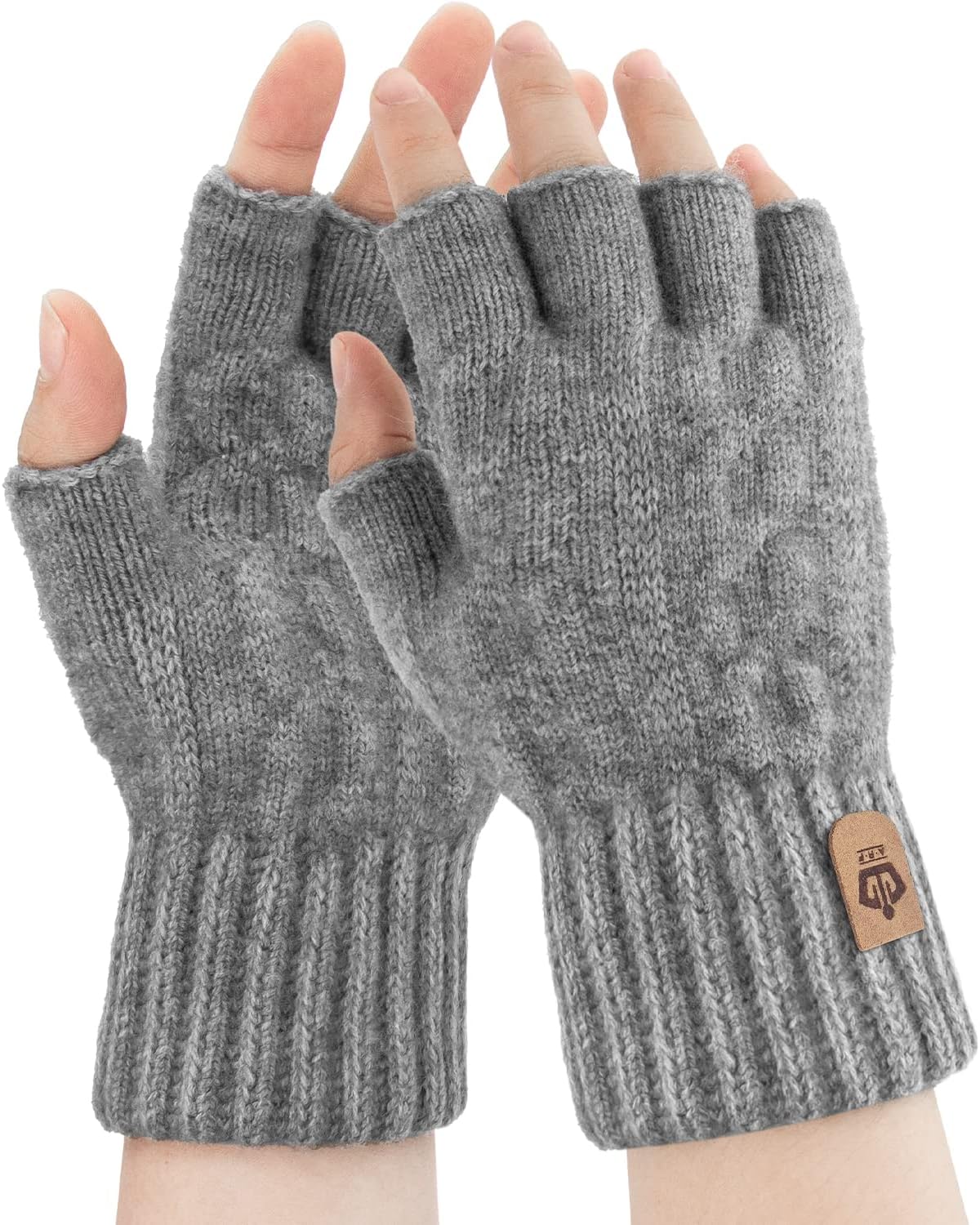ARFNKIM Half Finger Gloves Winter Thickened Thermal Knitted Working Running Biki...