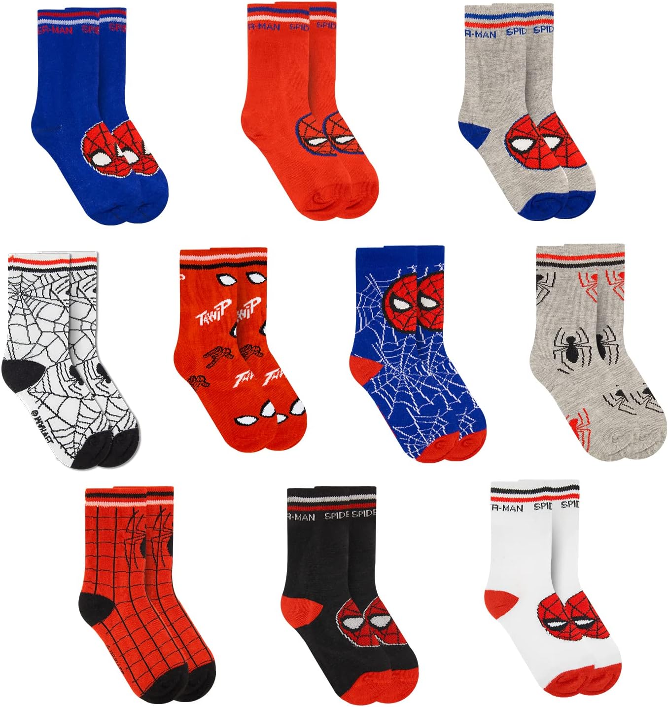 Marvel Spiderman Boys Socks, 10-Pack of Decorative Spiderman Toddler Socks, Amaz...