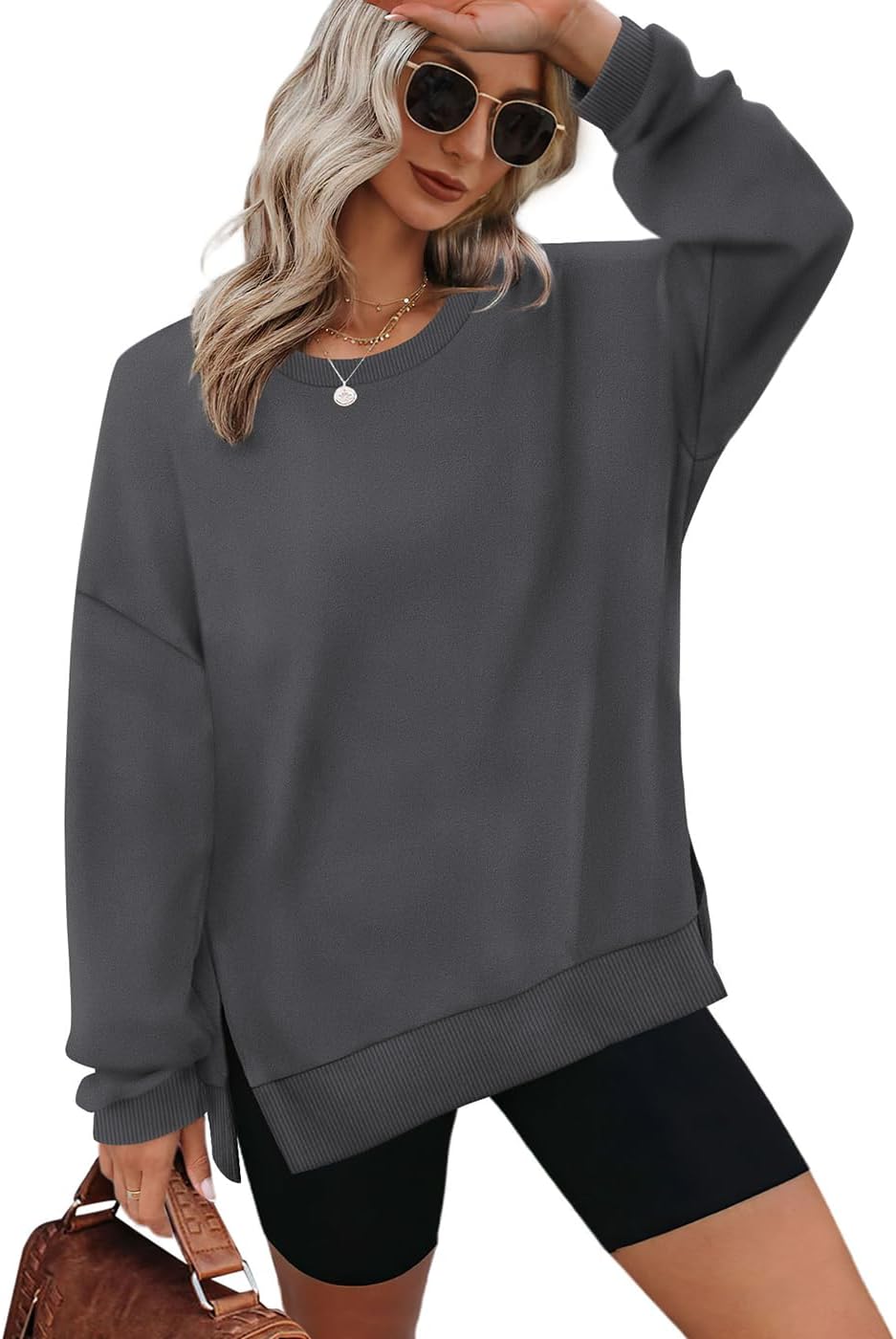 XIEERDUO Womens Oversized Sweatshirts Pullover Casual Crewneck Long Sleeve Tops...