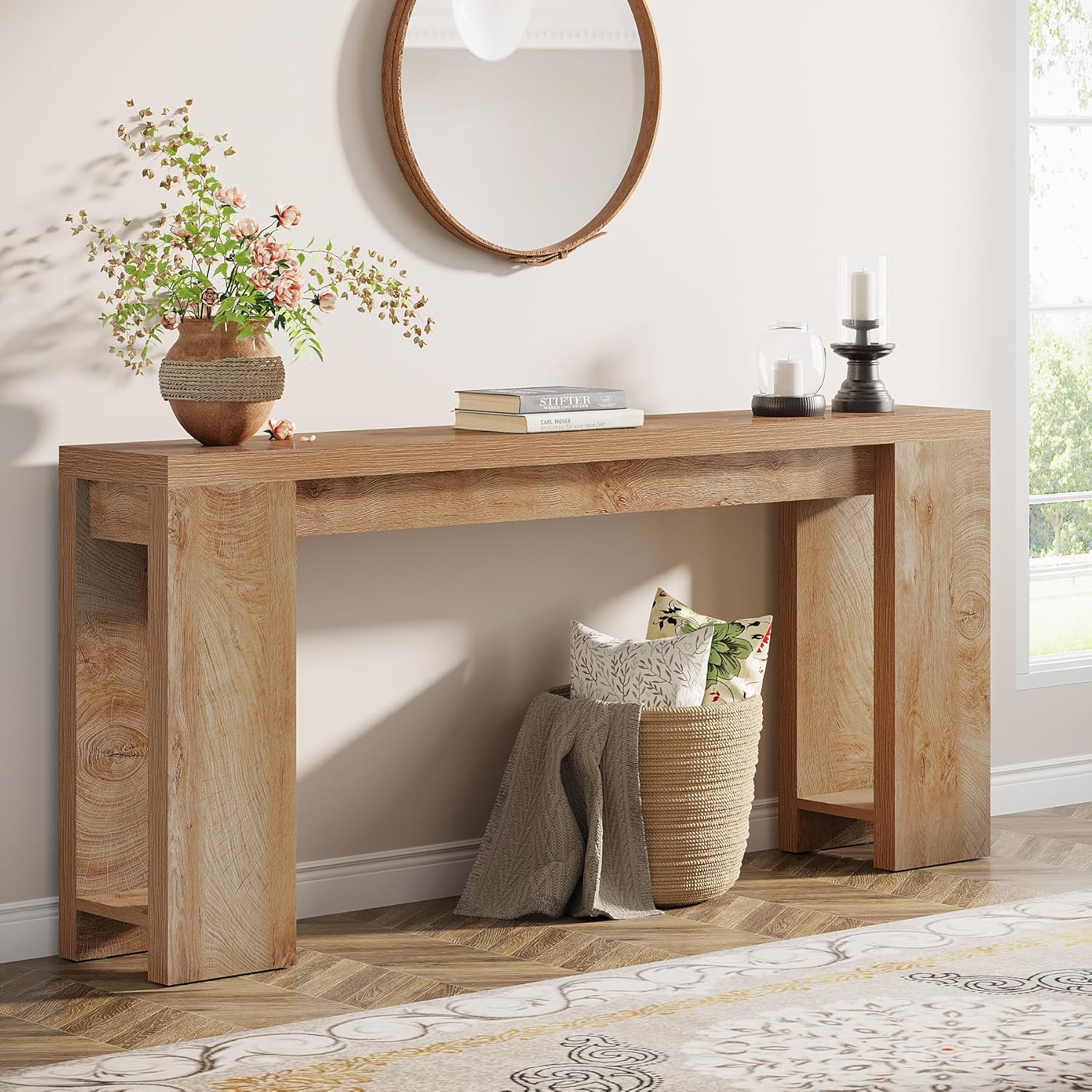 Tribesigns 70.9-Inch Extra Long Console Table, Farmhouse Wood Sofa Table Behind...