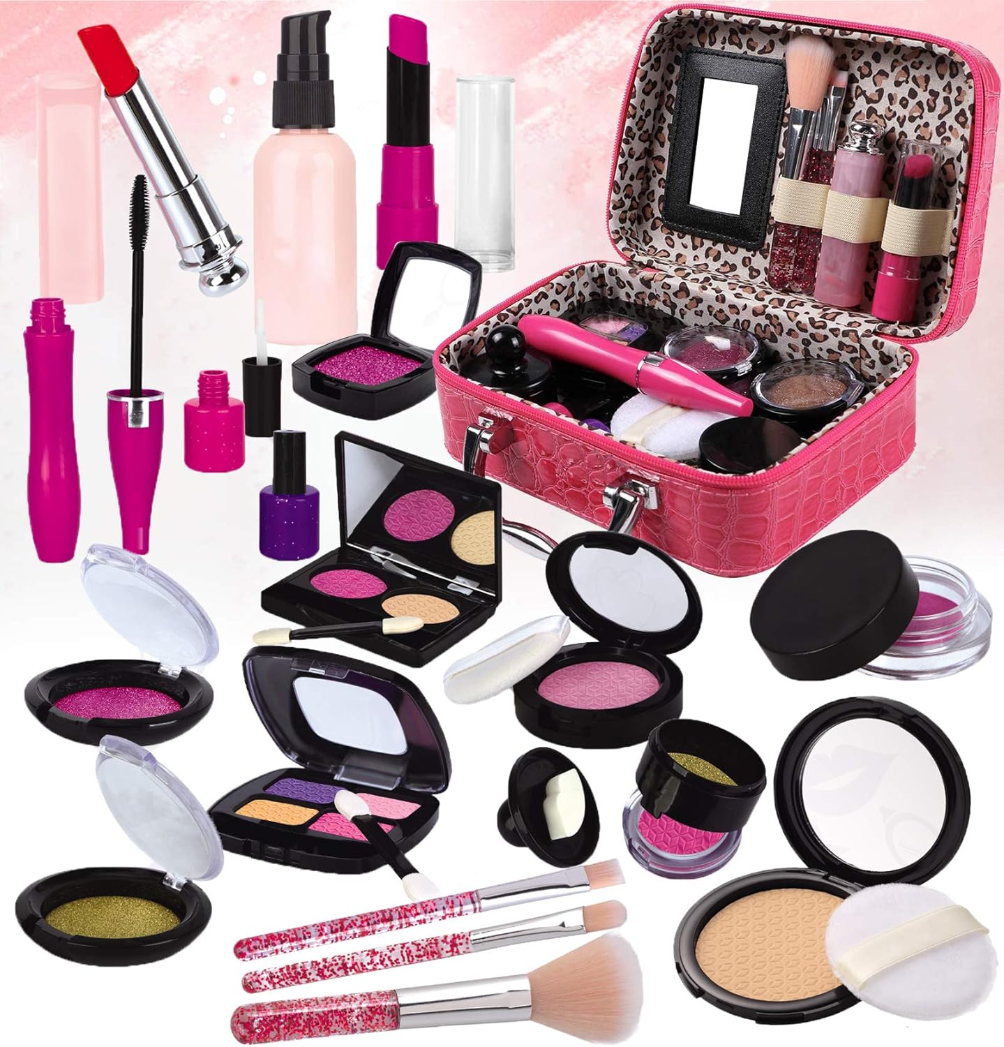 STAY GENT Pretend Makeup Play Set for Girls, Fake Makeup Kit with Cosmetic Bag f...