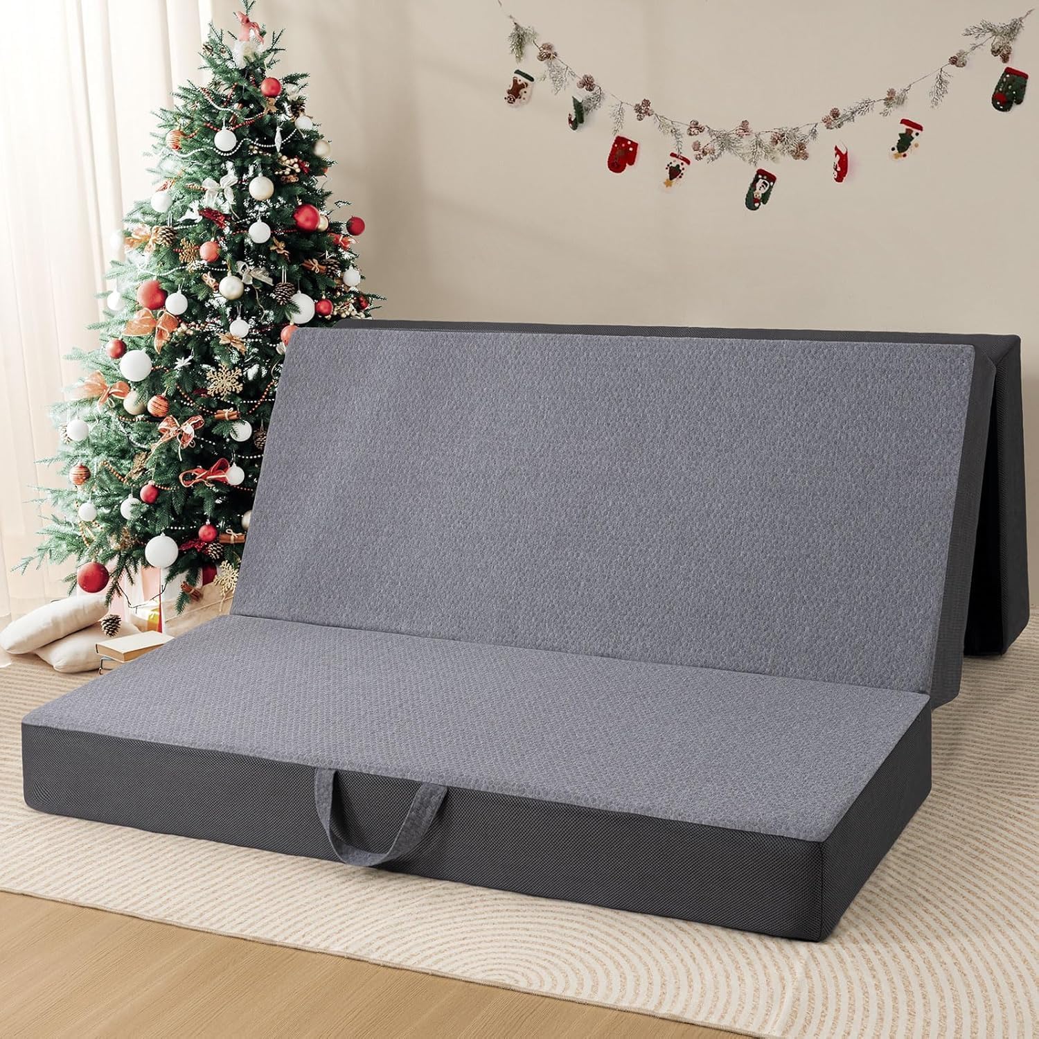 Vamcheer Tri Folding Mattress Queen Size - 6 Inch Foldable Mattress for Travel/R...