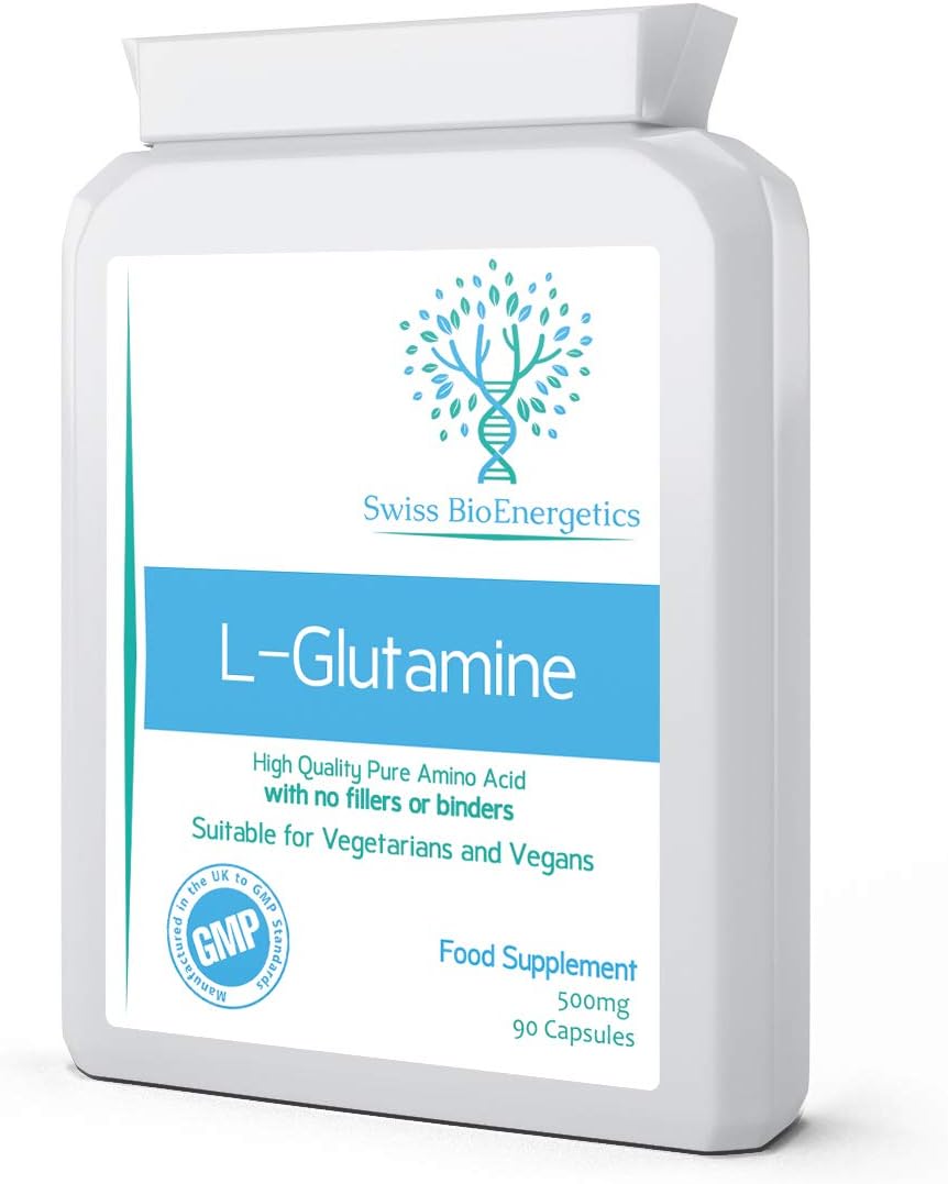 L-Glutamine 500mg 90 Capsules - Pure Amino Acid with no fillers or Binders - Sui...