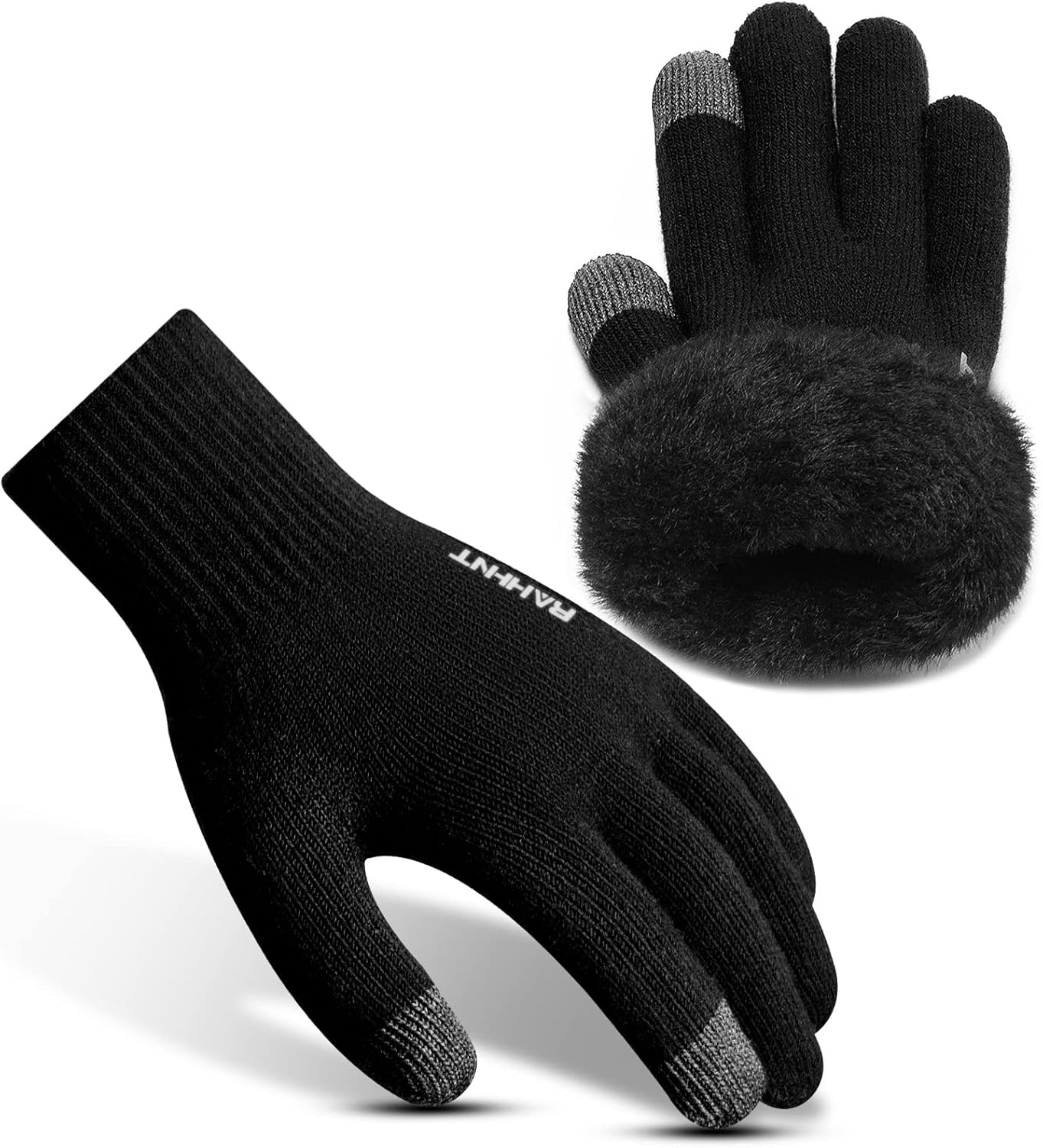 Rahhint Wool Winter Gloves Men Women Fleece lined Knit Gloves with Touchscreen F...