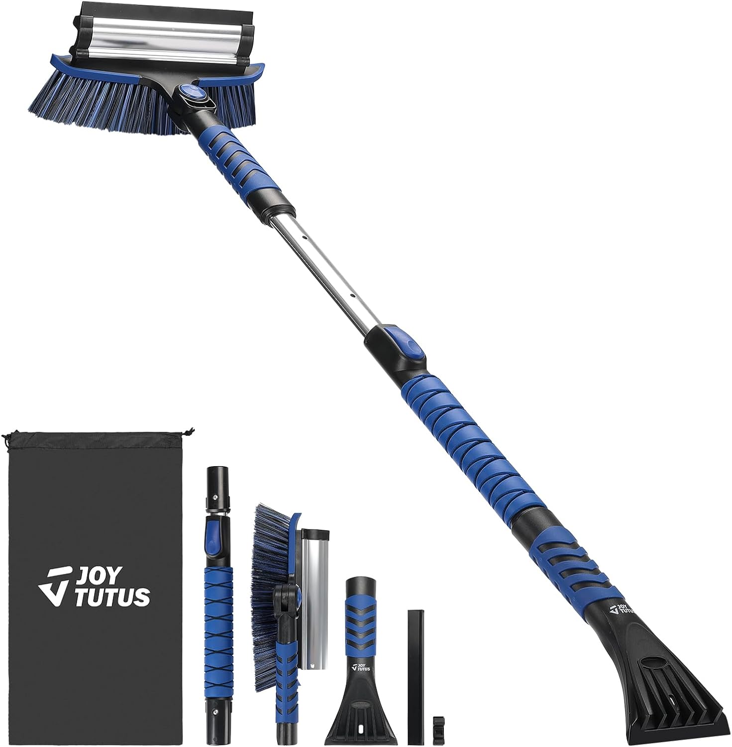 JOYTUTUS 41.5″ Extendable Snow Brush and Ice Scraper, 270°Pivoting Snow Scraper...