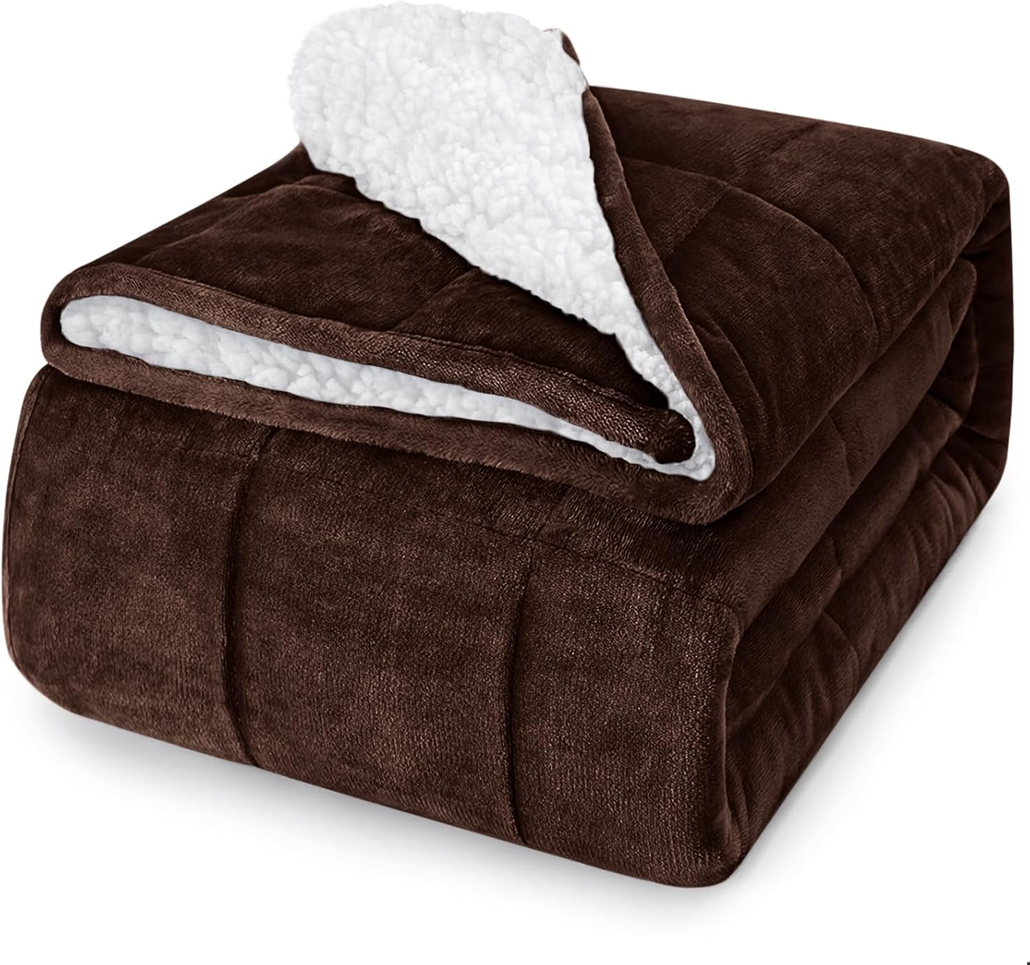 CYMULA Flannel Weighted Blanket Adult: 60×80inch Sherpa Fleece Heavy Blanket - B...