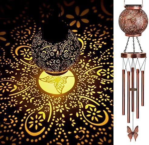 Solar Wind Chimes for Outside, Solar Butterfly Wind Chimes Birthday Gifts for Mo...