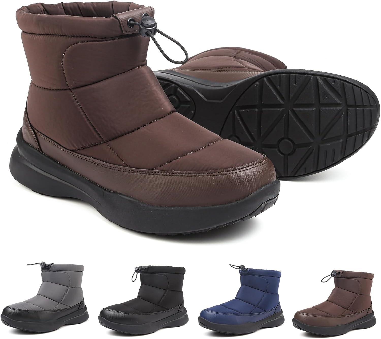 Snow Boots Mens Winter Ankle Booties Fur Lined Warm Hiking Walking Shoes Non Sli...