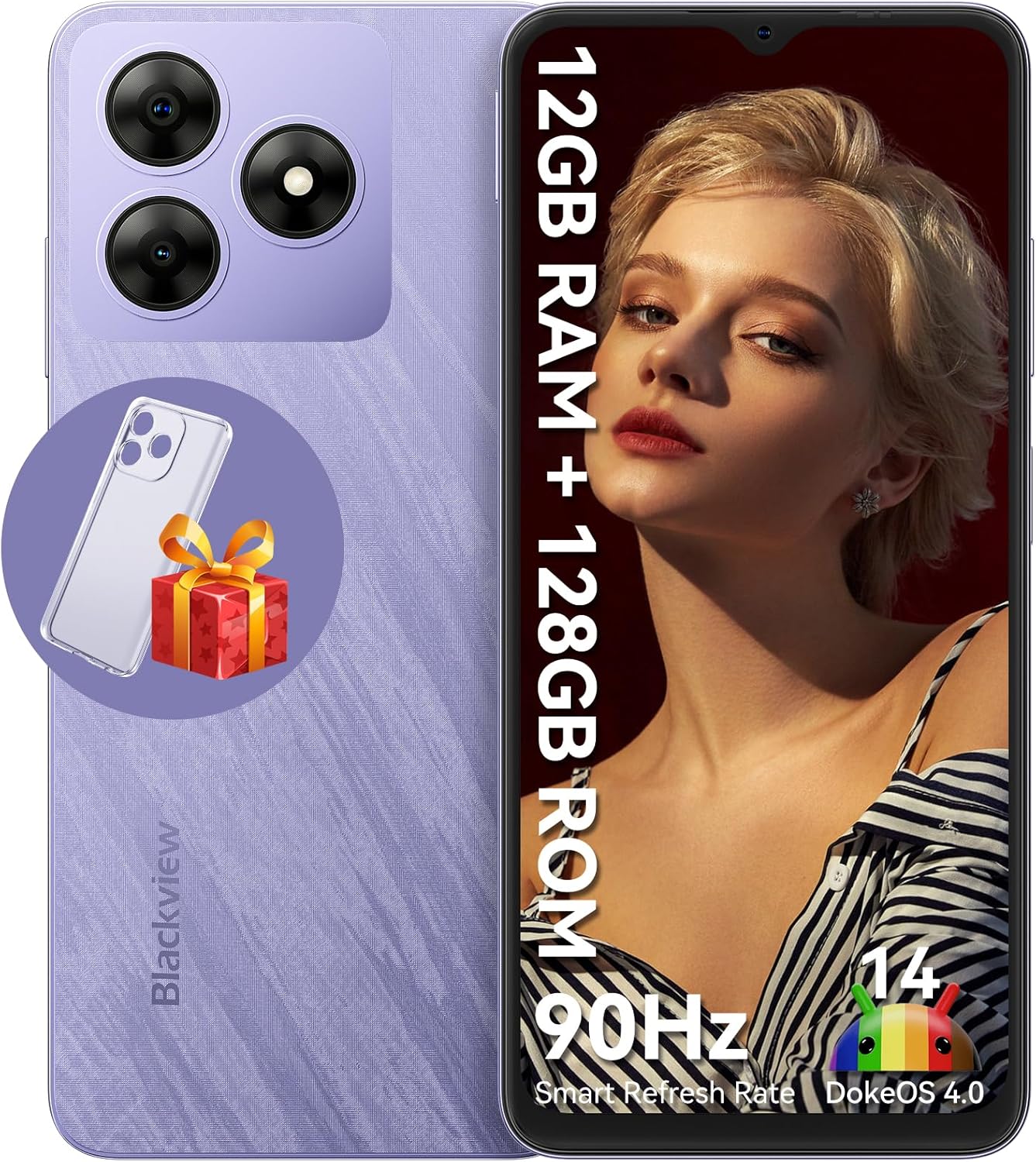 Blackview WAVE 8 Mobile Phones, Android 14 Phone, 12GB+ 128GB/2TB, 6.56" +1080P...