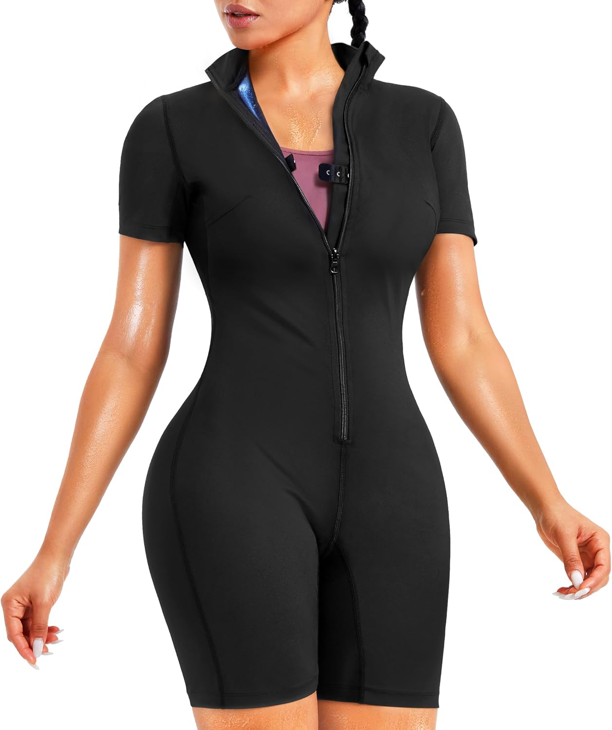 Junlan Sauna Suit for Women Full Body Jumpsuit Waist Trainers for Women Belly Fa...