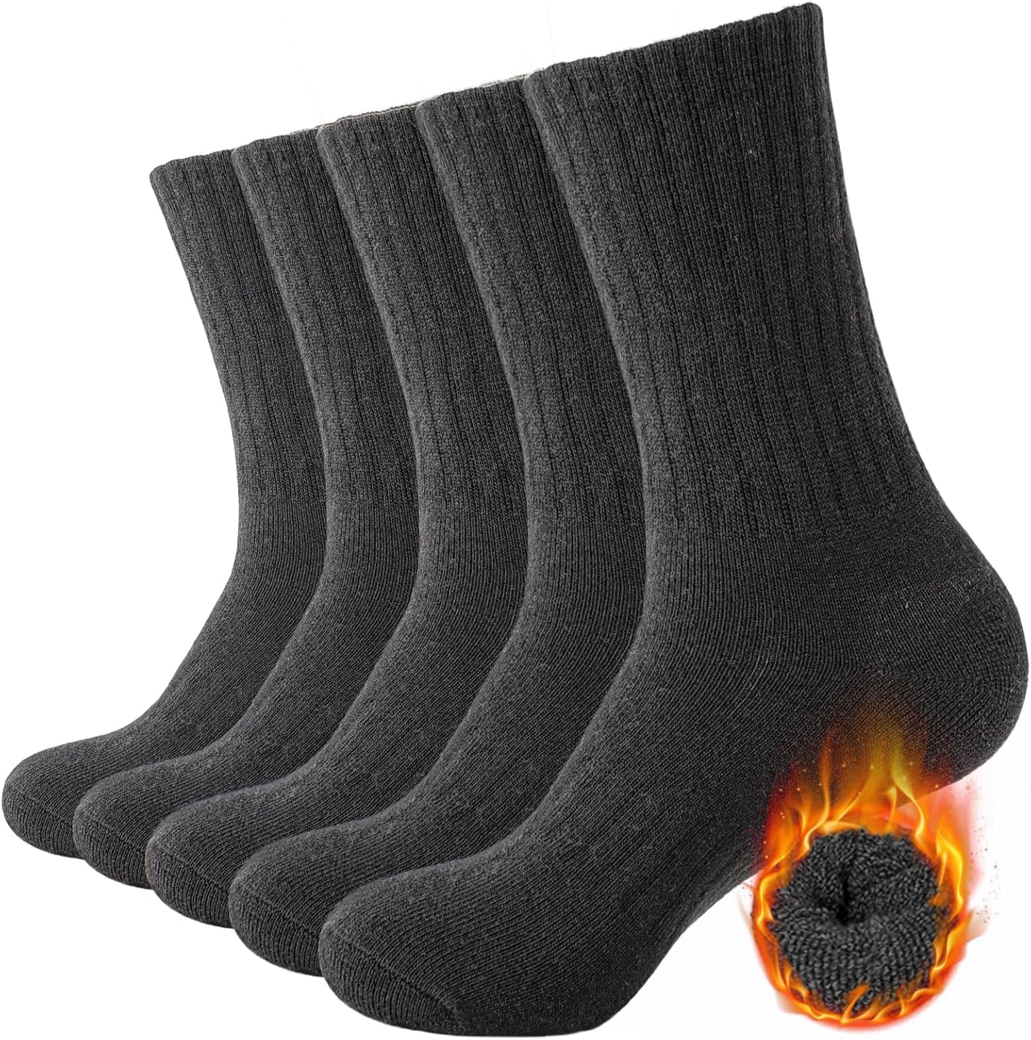 Josnown Mens Thermal Socks, Winter Warm Walking Sock, Thick Cushioned Hiking Wor...