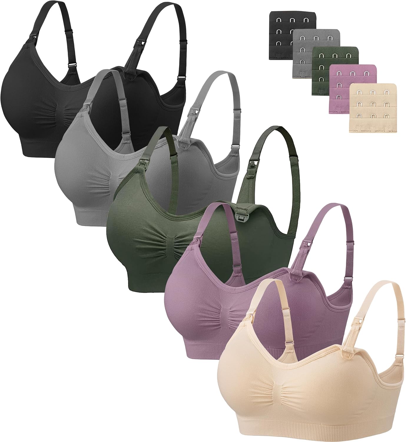 Angelhood Nursing Bra 5 Pack Womens Maternity Breastfeeding Bra Seamless Wireles...
