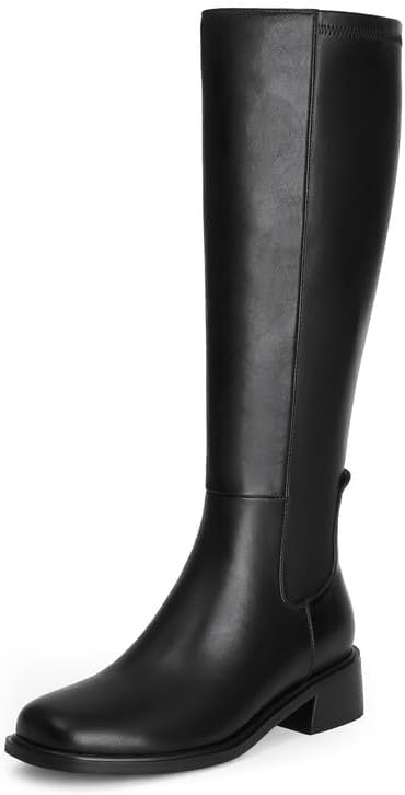 Knee High Boots Women Faux Leather Elastic Boots L...