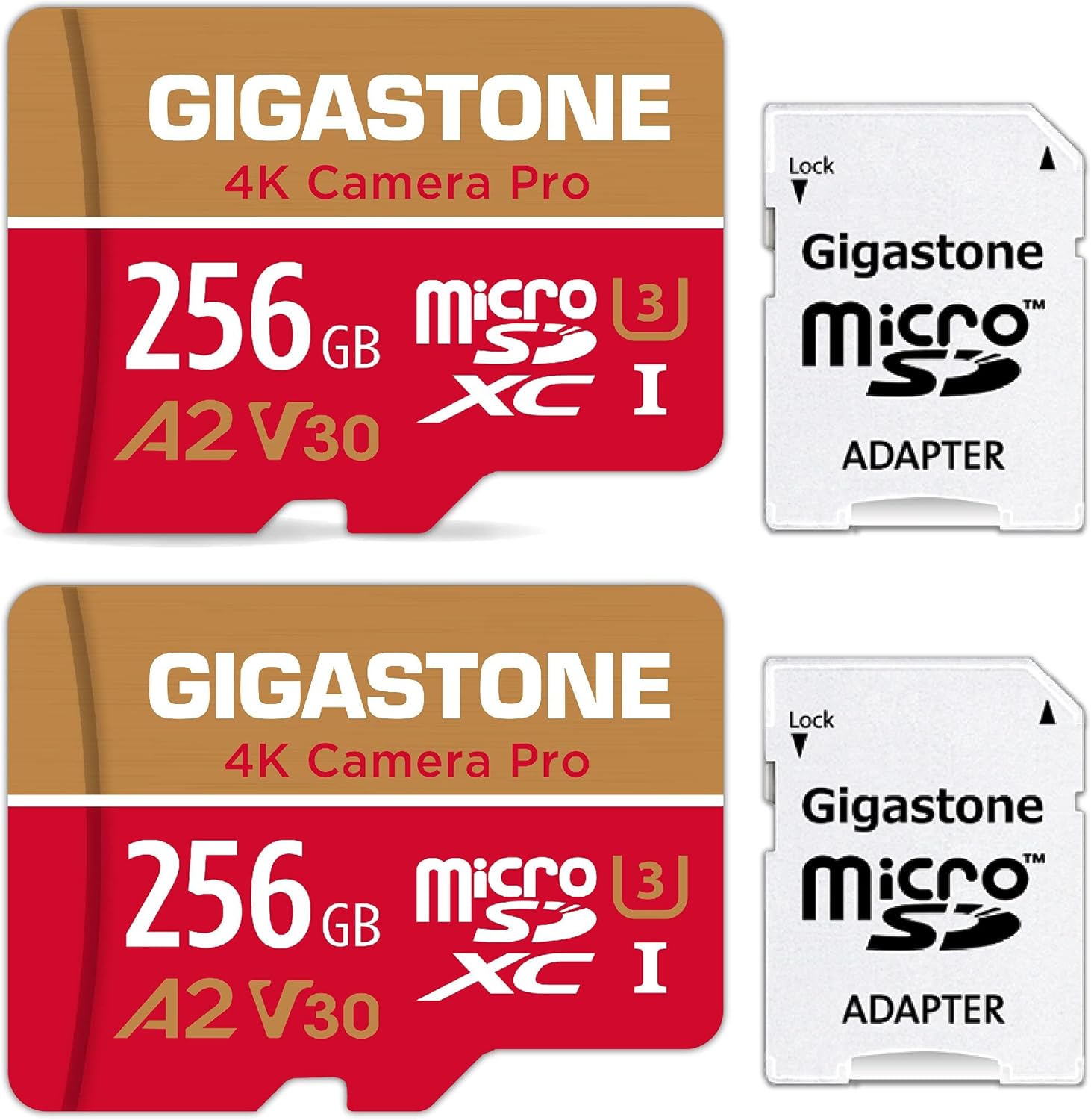 [5-Yrs Free Data Recovery] GIGASTONE 256GB Micro SD Card 2 Pack, Camera Pro MAX,...