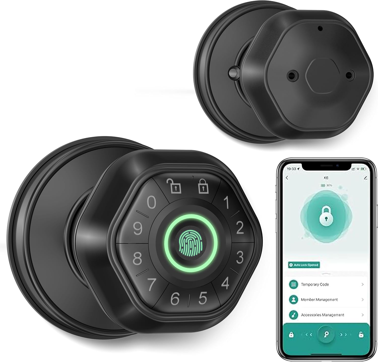 Fingerprint Door Lock- Smart Door knob,biometric Door Lock，with passcode keypad...