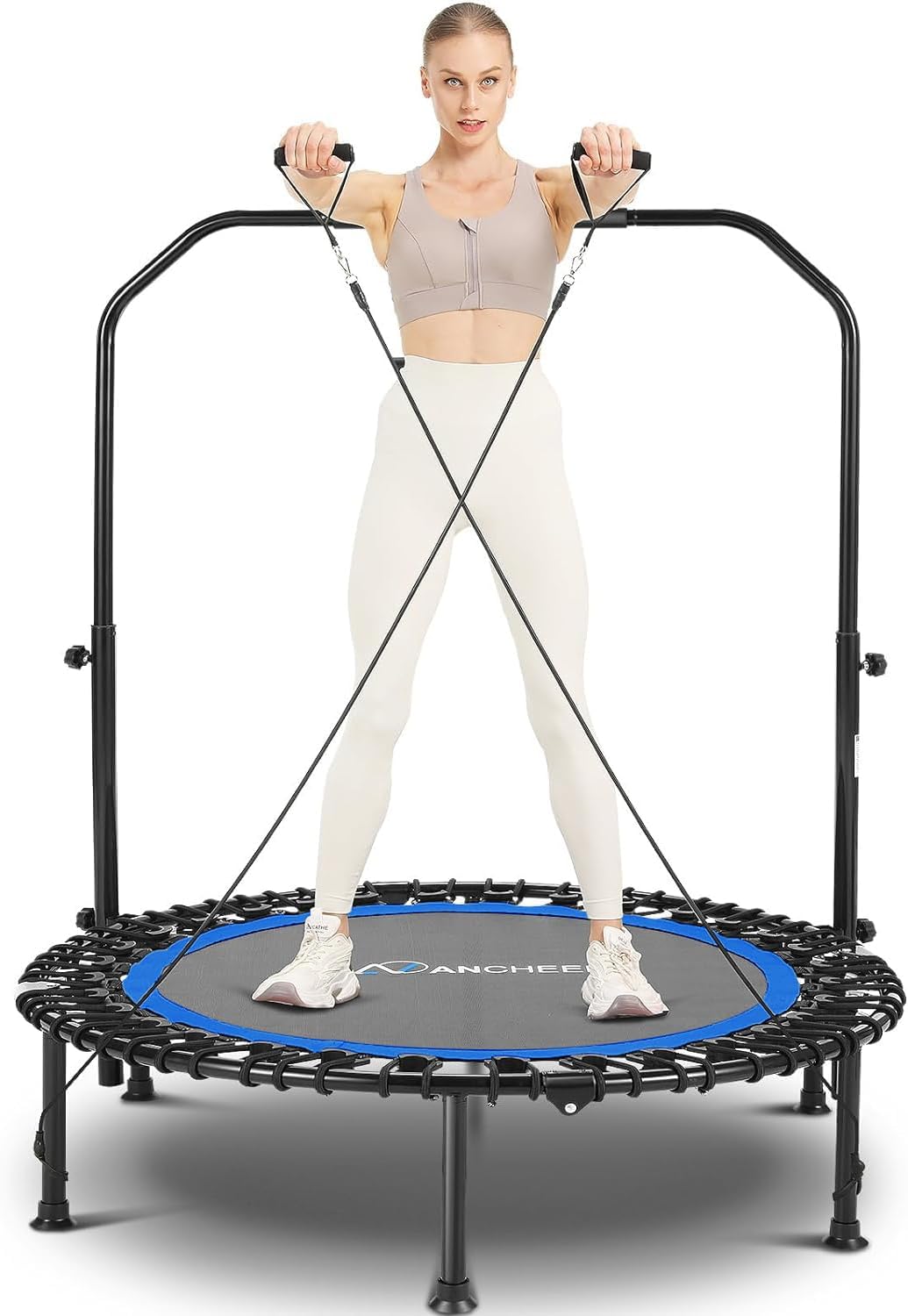 ANCHEER 40" Foldable Mini Trampoline,Max Load 450lbs/550lbs Indoor Trampoline,wi...