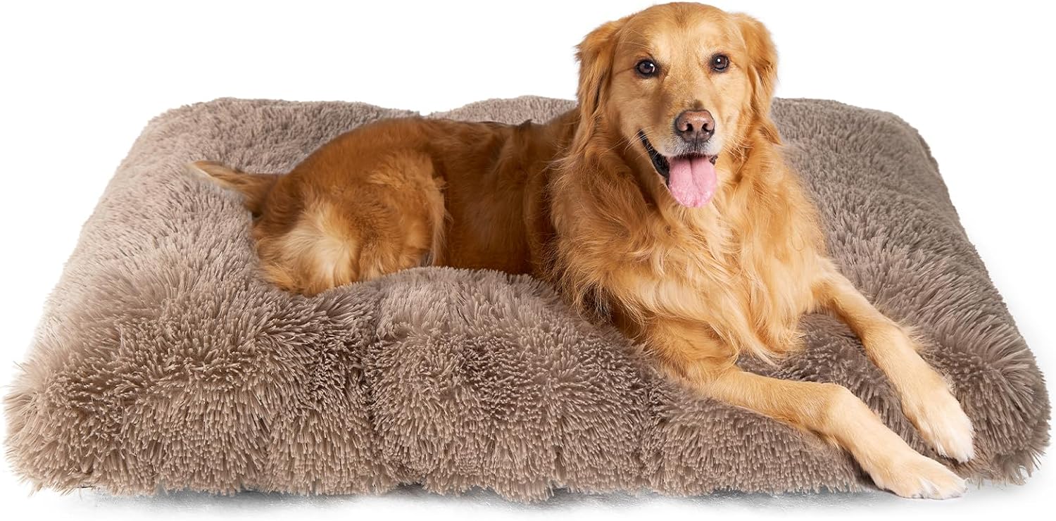 EHEYCIGA Fluffy Dog Crate Bed for Extra Large Dogs, Plush Faux Fur Dog Crate Pad...
