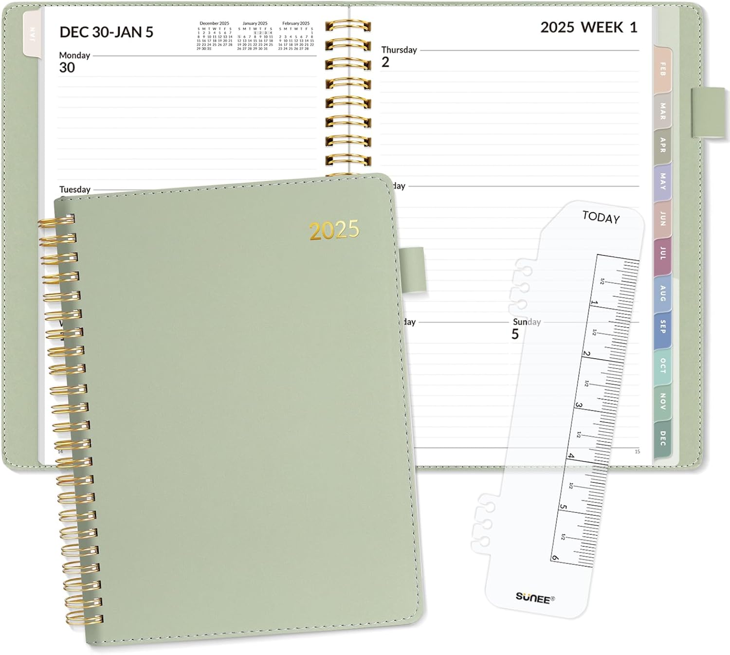 SUNEE 2025 Weekly & Monthly Planner 6.4"x8.5"- 12 Month (January 2025 - December...
