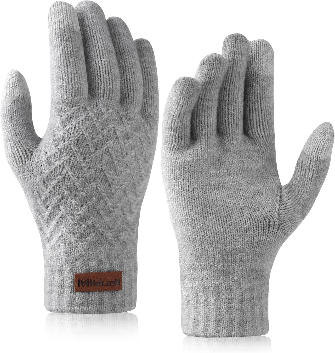 Milduall Winter Warm Gloves, Knitted Touch Screen Gloves Anti-Slip Thermal Glove...