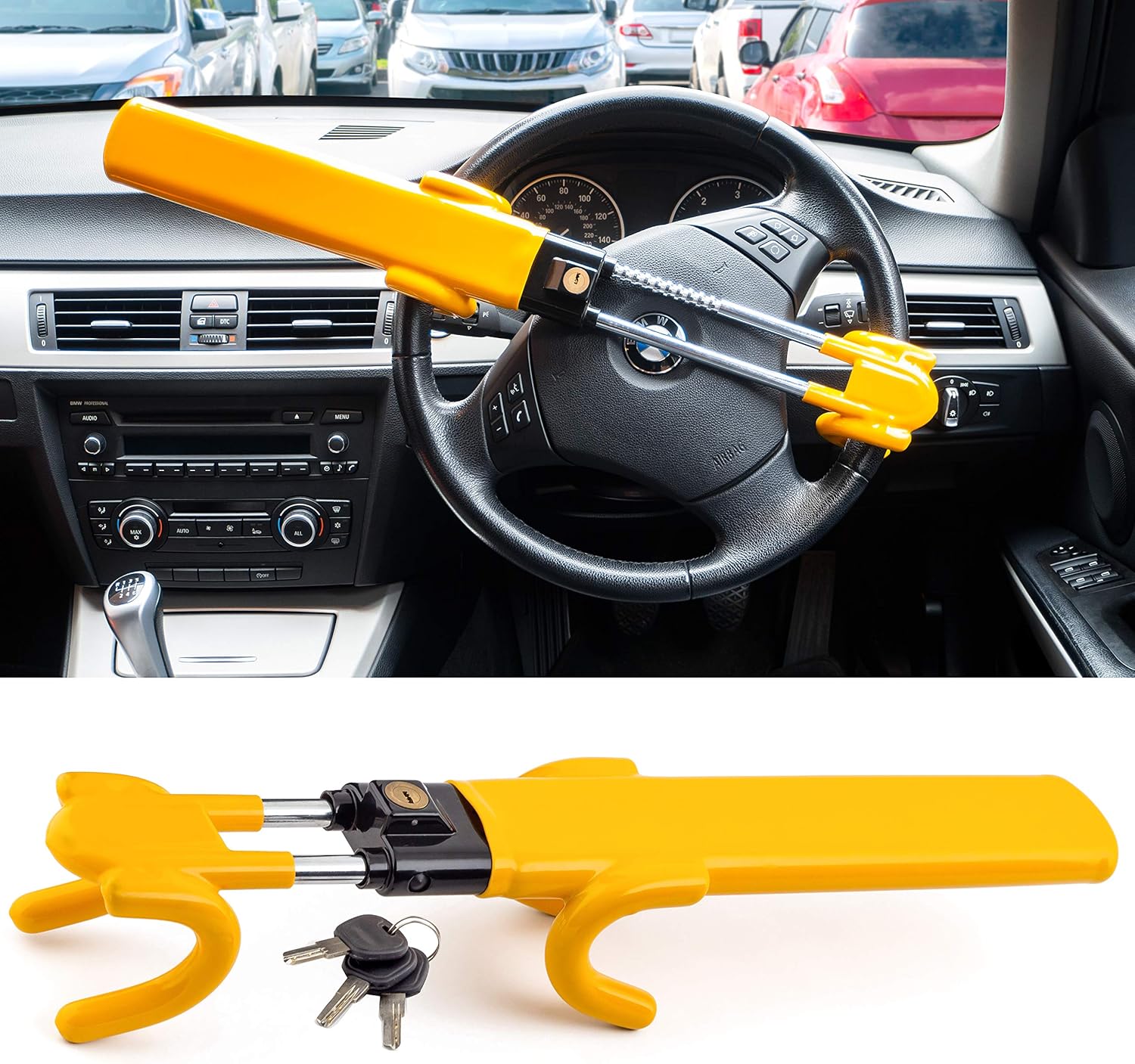 Twin Bar Steering Wheel Lock Stop Thieves Stealing...