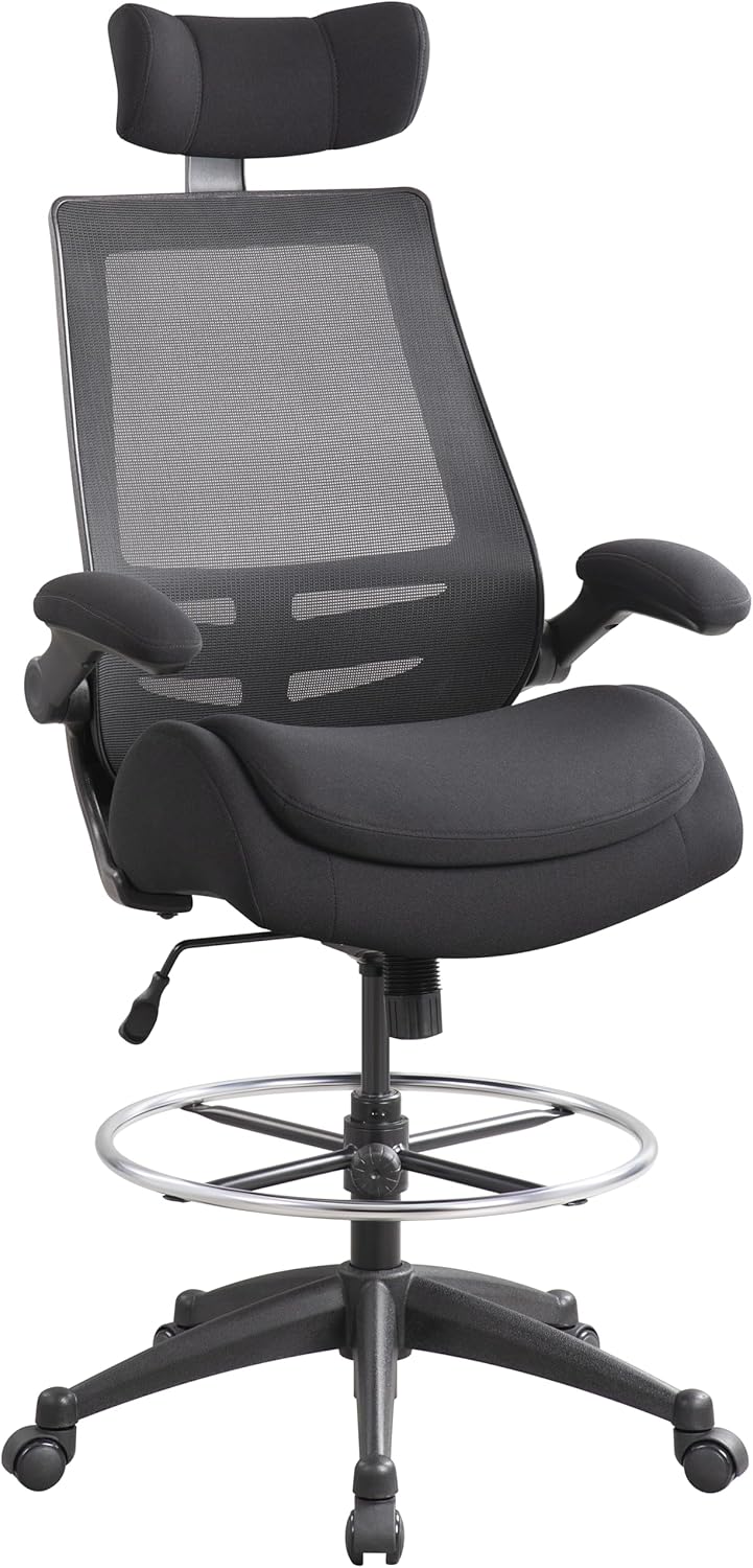 BOLISS 400lbs High-Back Drafting Chair Tall Office Chair with Flip-up Armrests E...