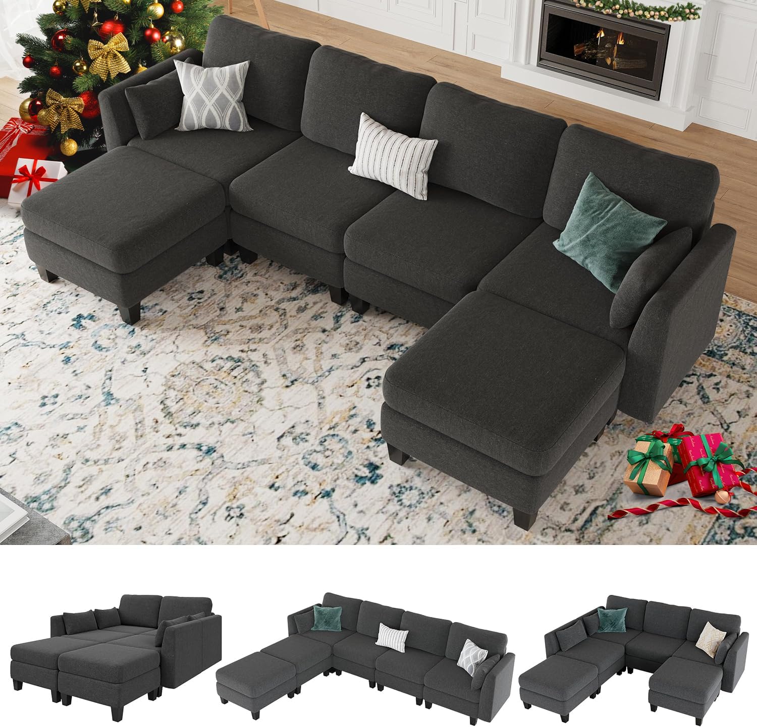 Modular Sectional Sofa, Convertible U Shaped Sofa Couch with High Density Memory...