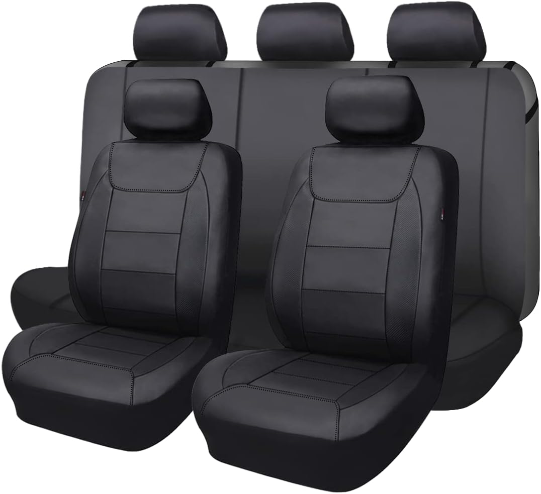 Flying Banner car seat Covers Protects Water Proof Faux Leather Carbon Fiber Fro...