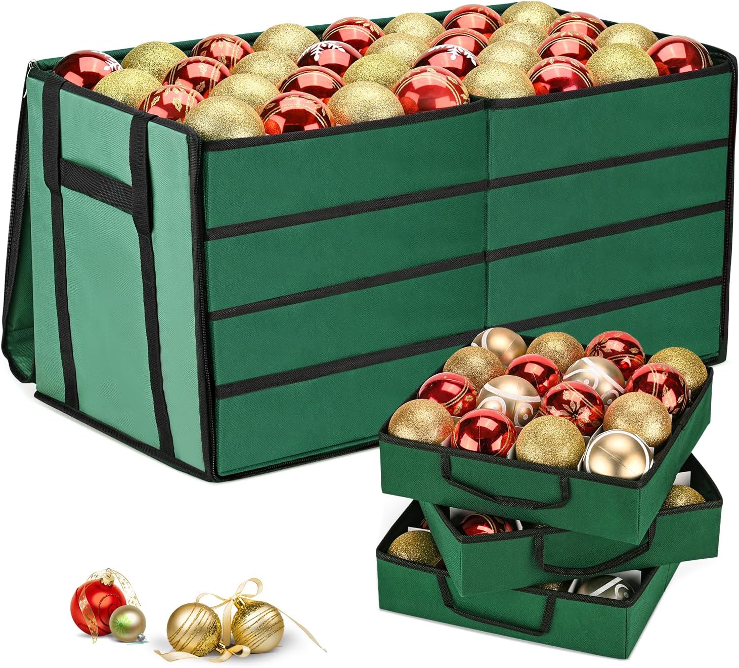 Mrrihand Christmas Ornament Storage Box, Christmas Storage Containers with 8 Ind...