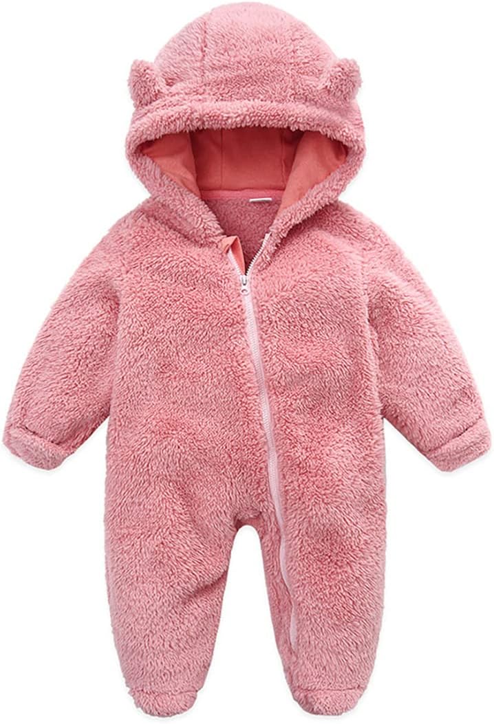 Fairy Baby Baby Snowsuit, Newborn Baby Hooded Footed Romper Fleece Snowsuit Cart...