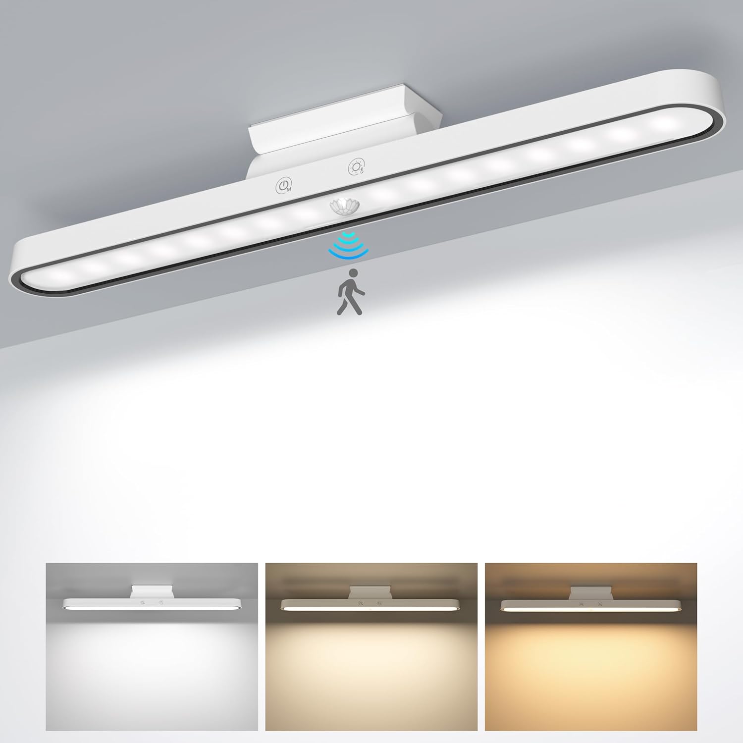Under Cabinet Kitchen Lights, 6000K Dimmable Wireless Motion Sensor Wall Lights,...