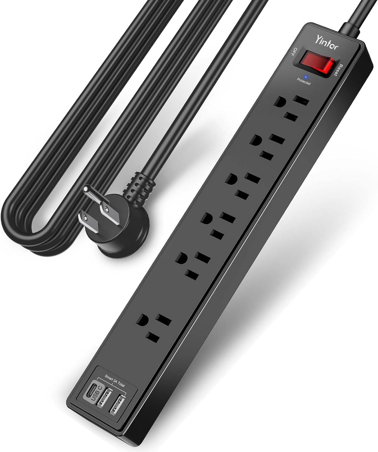 Surge Protector Power Strip (1680J) - Yintar 10Ft Extension Cord with 6 AC Outle...